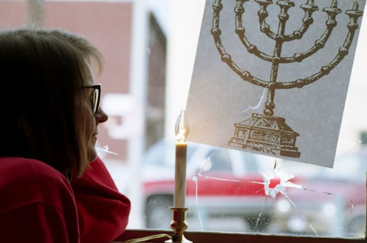 Menorah in window in Billings, MT